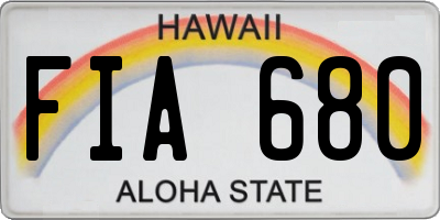 HI license plate FIA680