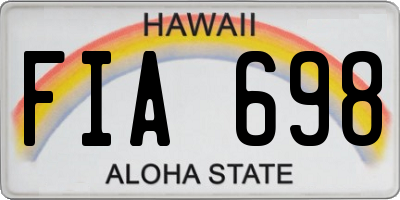 HI license plate FIA698