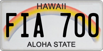 HI license plate FIA700