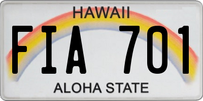 HI license plate FIA701