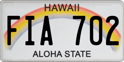 HI license plate FIA702