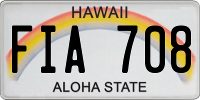 HI license plate FIA708