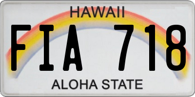 HI license plate FIA718