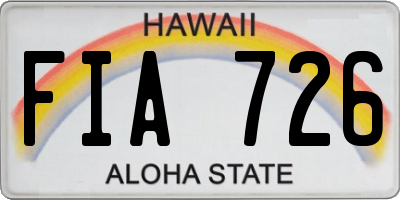 HI license plate FIA726