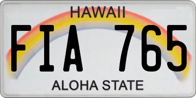 HI license plate FIA765