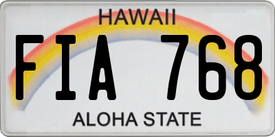 HI license plate FIA768