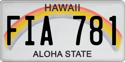 HI license plate FIA781