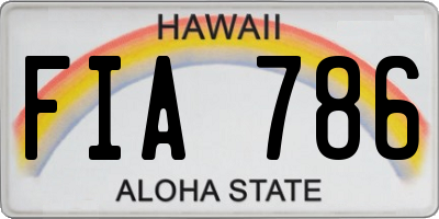 HI license plate FIA786