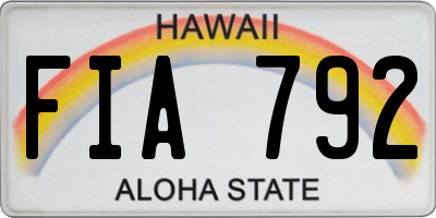 HI license plate FIA792