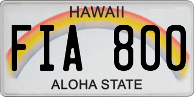 HI license plate FIA800