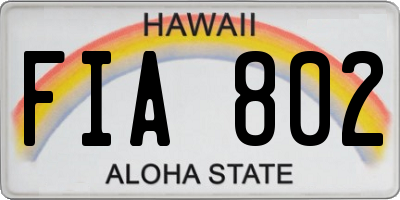 HI license plate FIA802