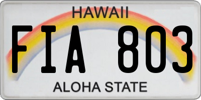 HI license plate FIA803