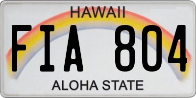 HI license plate FIA804