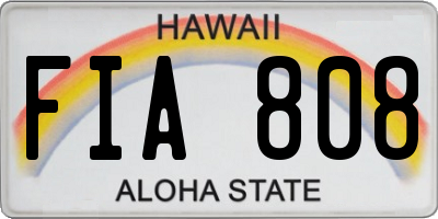 HI license plate FIA808