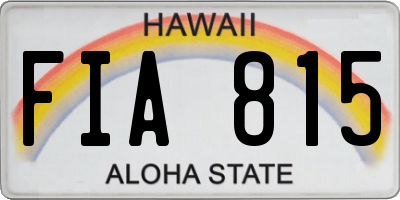 HI license plate FIA815
