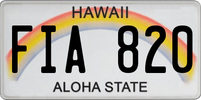HI license plate FIA820