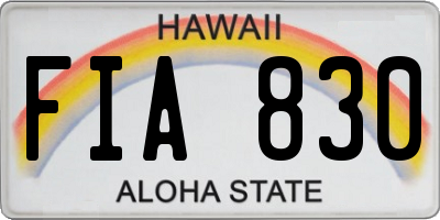 HI license plate FIA830
