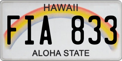 HI license plate FIA833