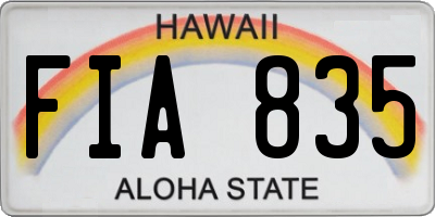 HI license plate FIA835