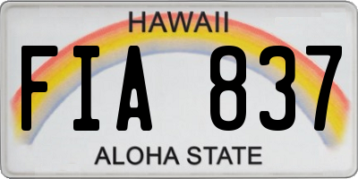 HI license plate FIA837