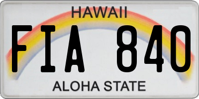 HI license plate FIA840