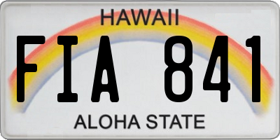 HI license plate FIA841