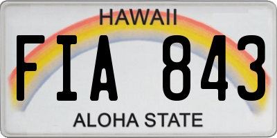 HI license plate FIA843