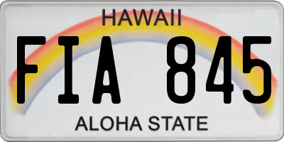 HI license plate FIA845