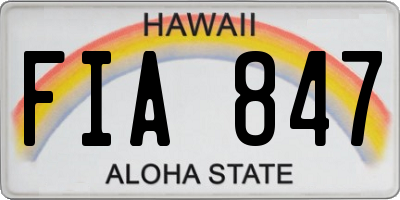 HI license plate FIA847