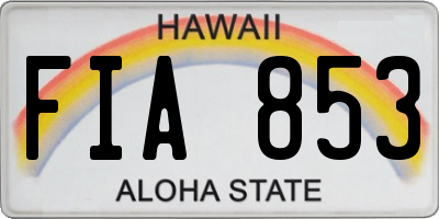 HI license plate FIA853