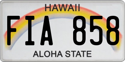 HI license plate FIA858