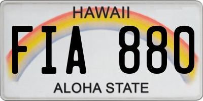 HI license plate FIA880
