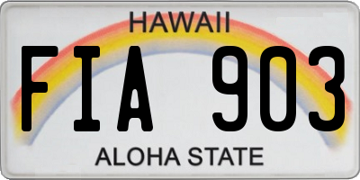 HI license plate FIA903