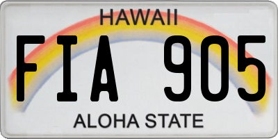 HI license plate FIA905