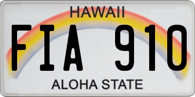 HI license plate FIA910