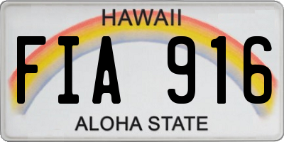 HI license plate FIA916