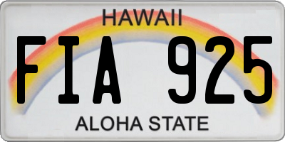 HI license plate FIA925