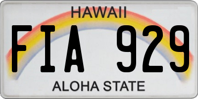 HI license plate FIA929