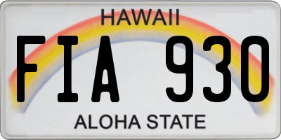 HI license plate FIA930
