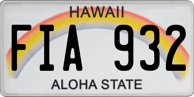 HI license plate FIA932