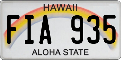 HI license plate FIA935
