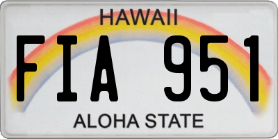 HI license plate FIA951