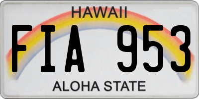 HI license plate FIA953