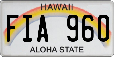 HI license plate FIA960