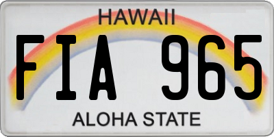 HI license plate FIA965