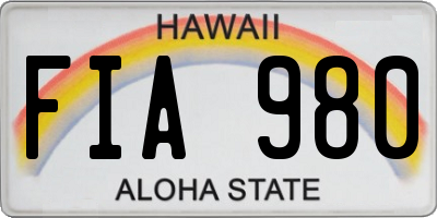 HI license plate FIA980