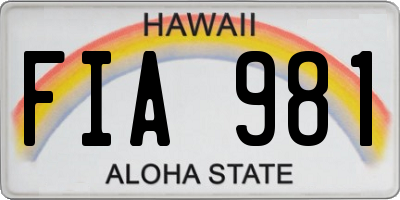 HI license plate FIA981