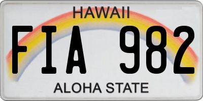 HI license plate FIA982
