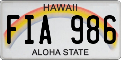 HI license plate FIA986