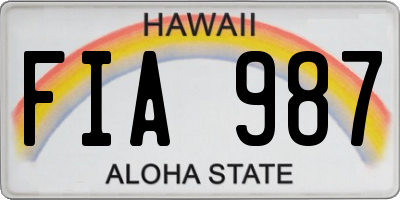 HI license plate FIA987